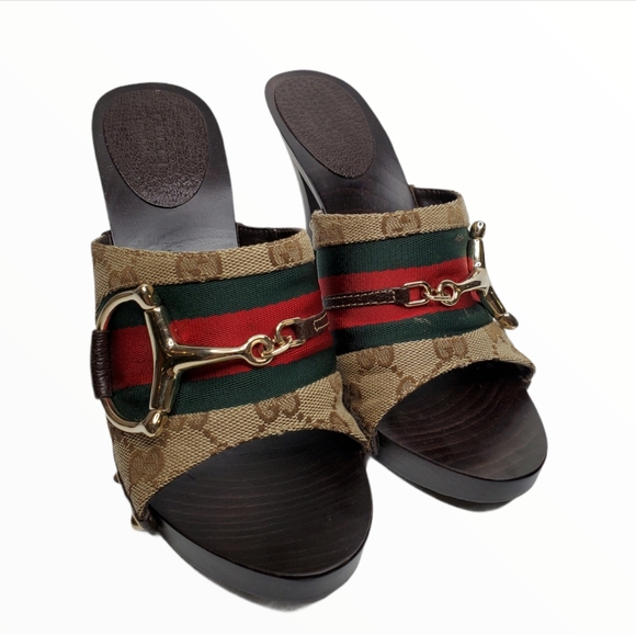 GUCCI HORSEBIT MULES CANVAS - Picture 2 of 16